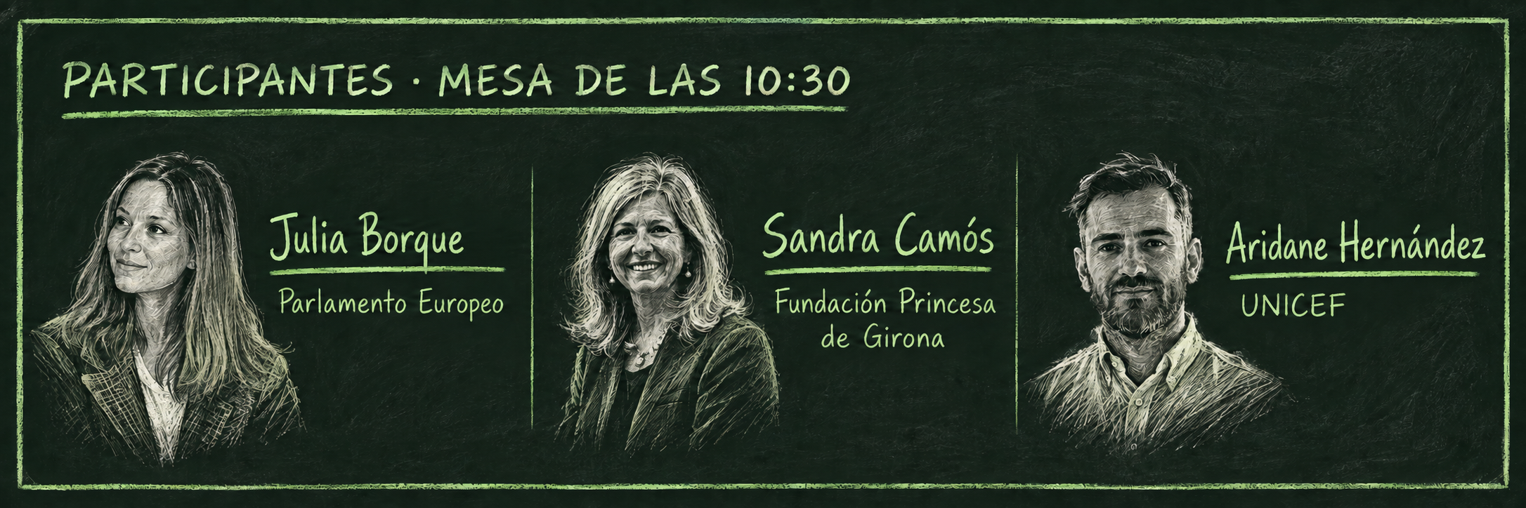 Participantes de la mesa de las 10:30: Julia Borque, Sandra Camós y Aridane Hernández