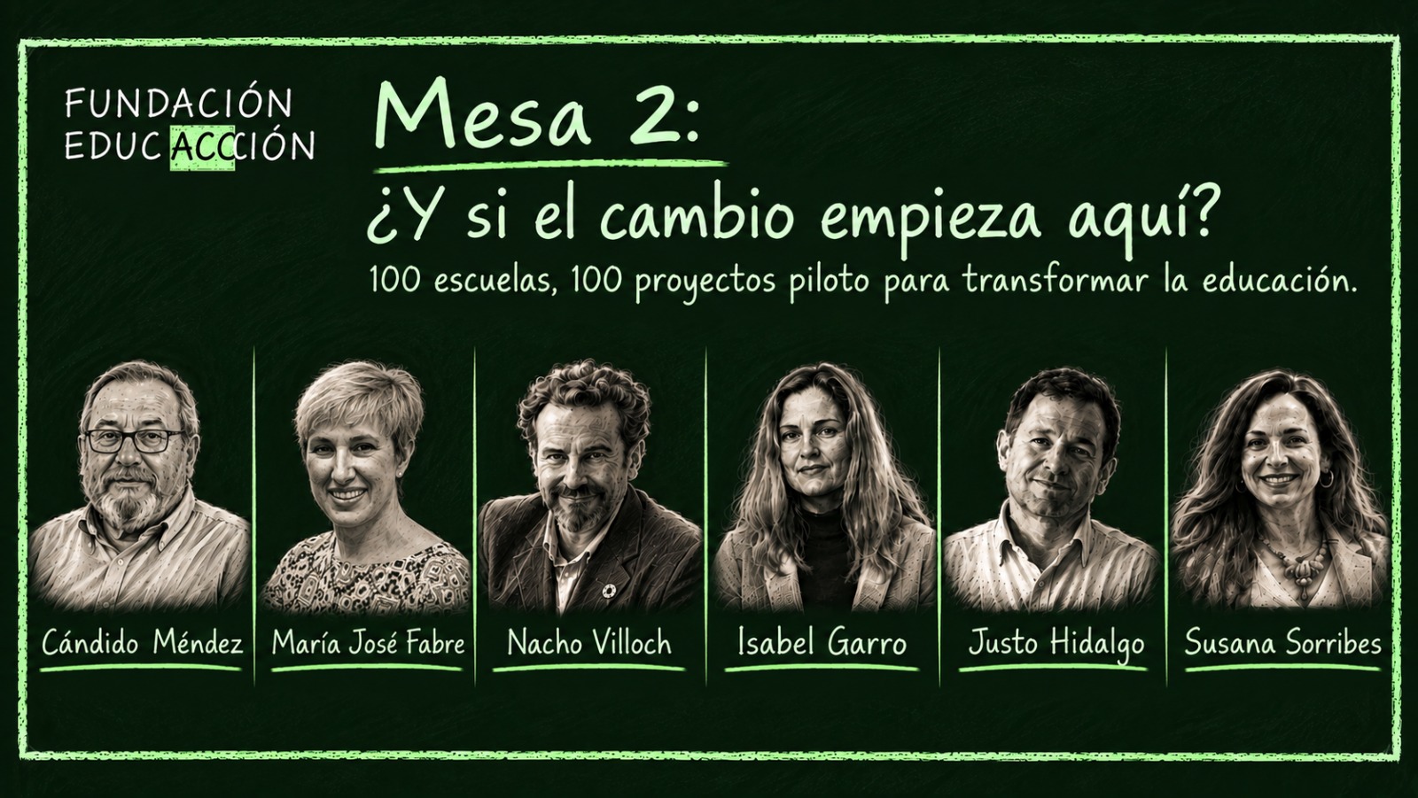 Mesa 2: Cándido Méndez, María José Fabre, Nacho Villoch, Isabel Garro, Justo Hidalgo y Susana Sorribes